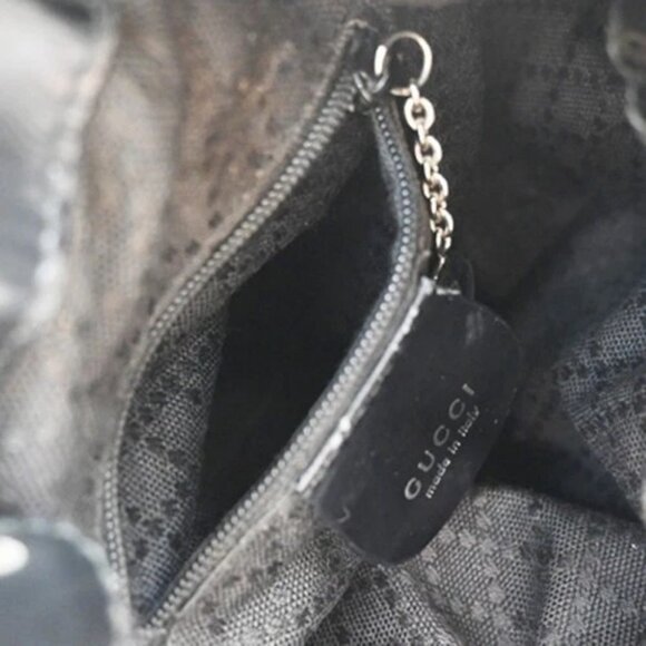 GUCCI Logo Bamboo 2Way Shoulder Hand Bag Canvas Leather Black SHW 01EG221 - Picture 13 of 16